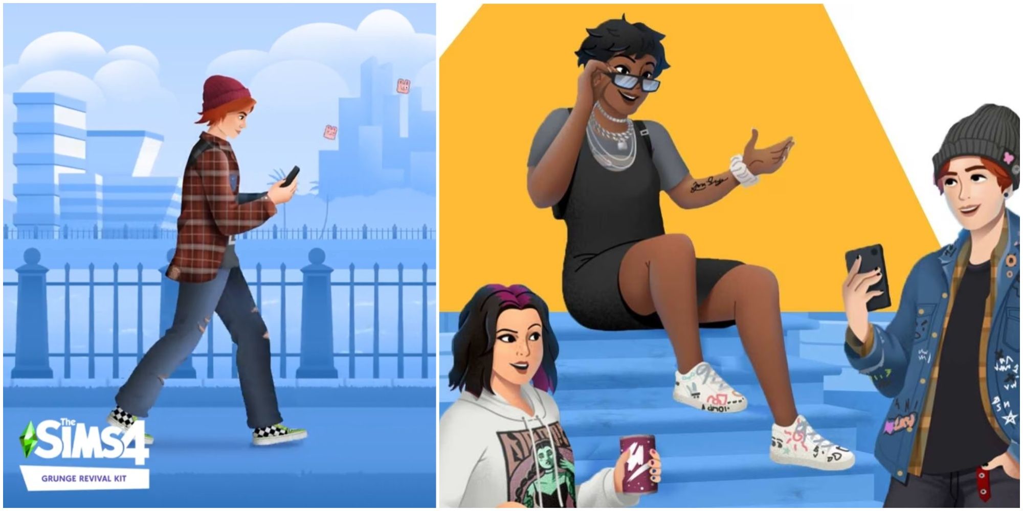 promo images for the grunge revival sims 4 kit