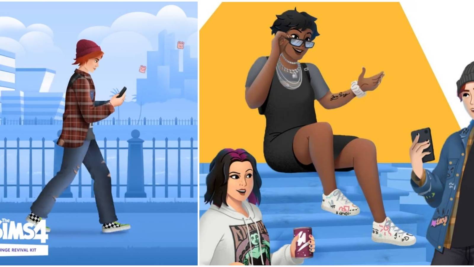 promo images for the grunge revival sims 4 kit
