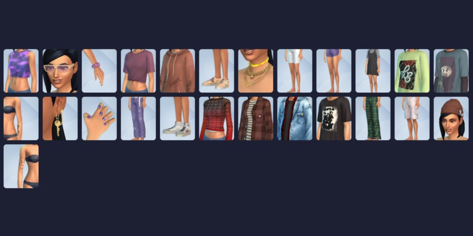 all create-a-sim items included with the grunge revival kit