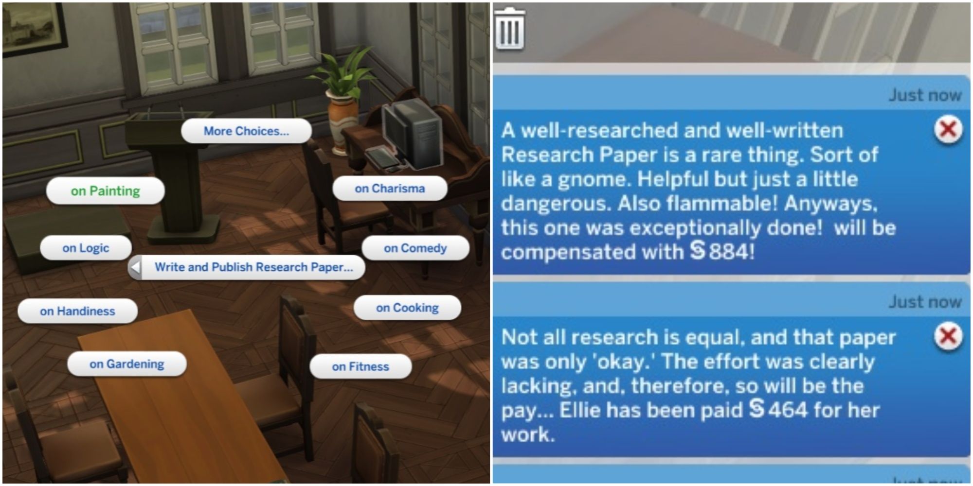 how to research current case in sims 4