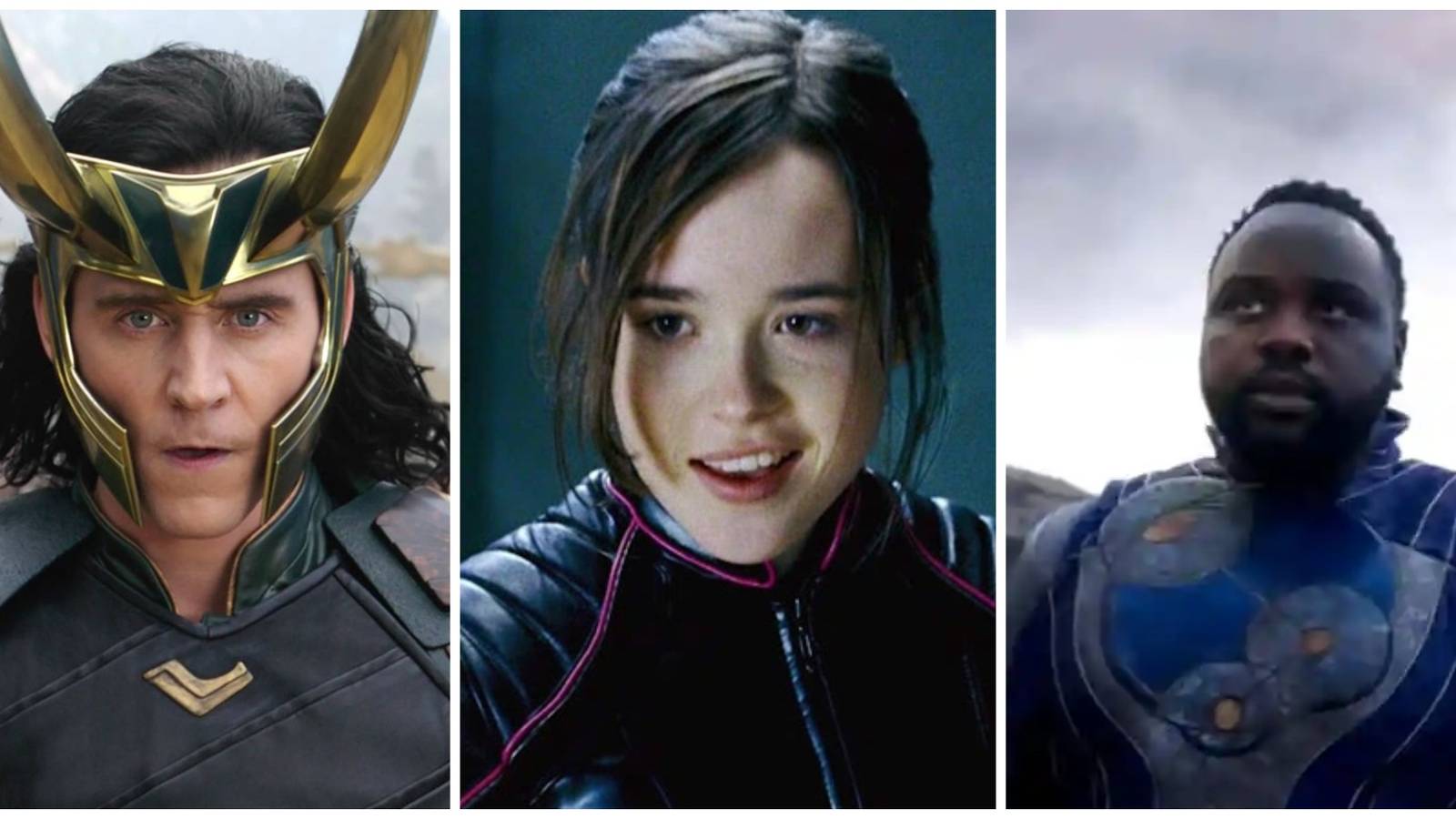 Tom Hiddleston as Loki. Elliott Page as Kitty Pryde. Brian Tyree Henry as Phastos.