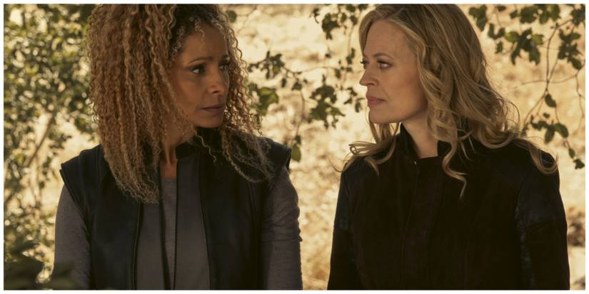 Michelle Hurd as Raffi Musiker. Jeri Ryan as Seven of Nine.