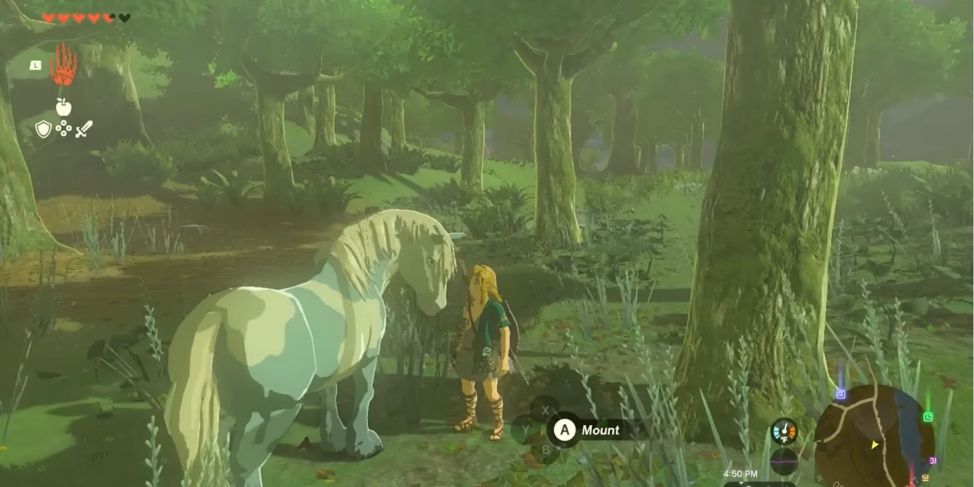 Link taming a wild horse in Tears of the Kingdom