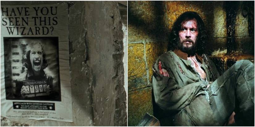 Split image of Sirius Black in Harry Potter and the Prisoner of Azkaban.