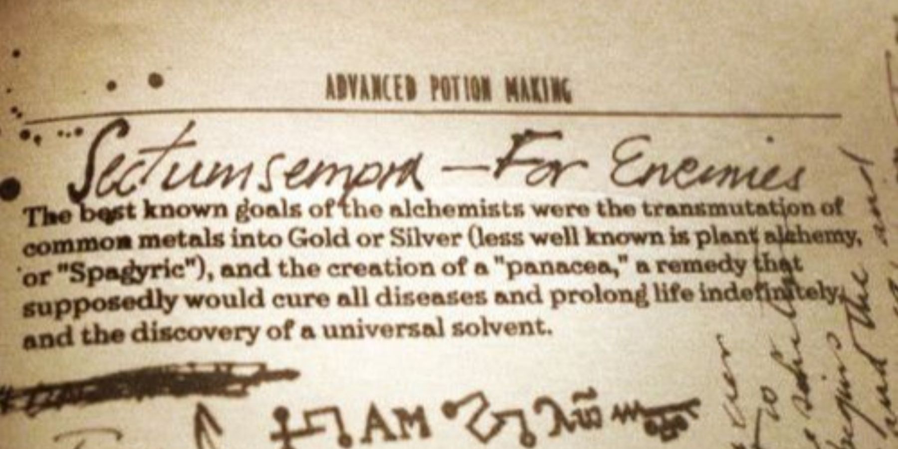 The Sectumsempra spell is recorded in Advanced Potion-Making in Harry Potter.