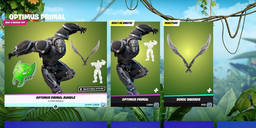 optimus primal fortnite item shop bundles