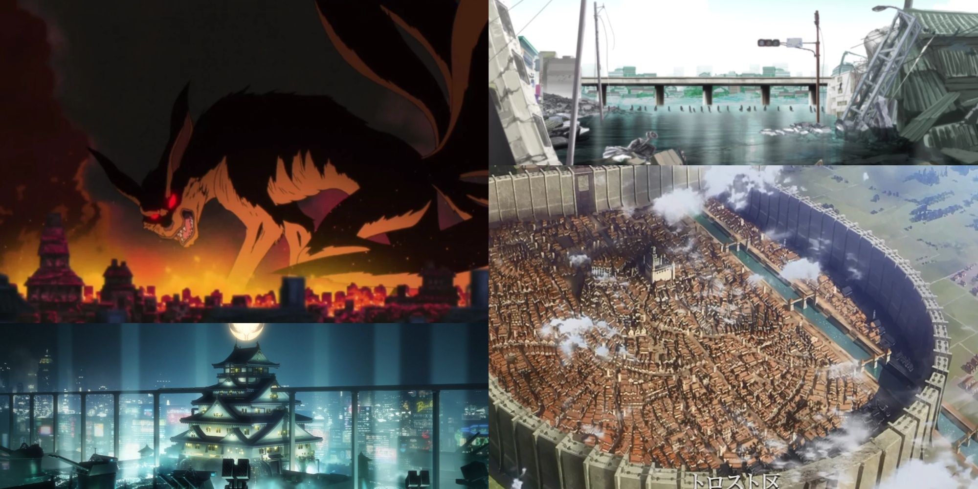 Naruto, Akudama Drive, Japan Sinks and AOT worlds