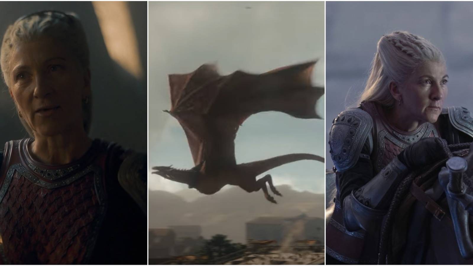 Princess Rhaenys Targaryen and Meleys in House of the Dragon.