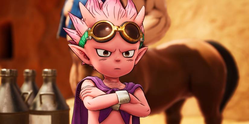 Screenshot of upcoming Sand Land game, with Beelzebub standing with arms folded over chest