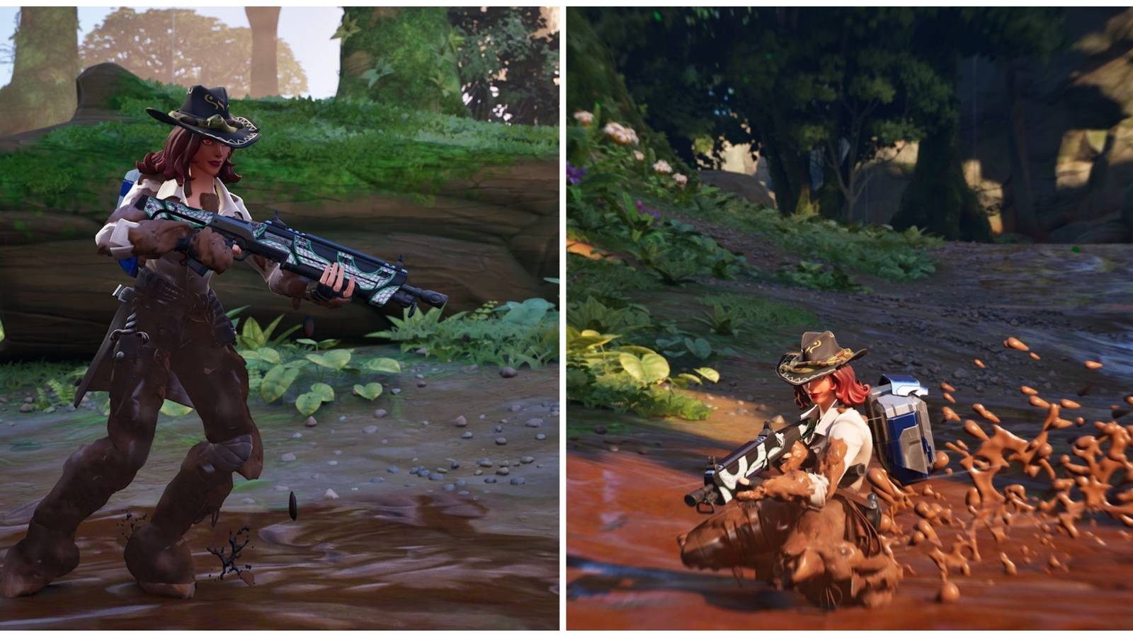 fortnite skin covered in mud and sliding in the mud