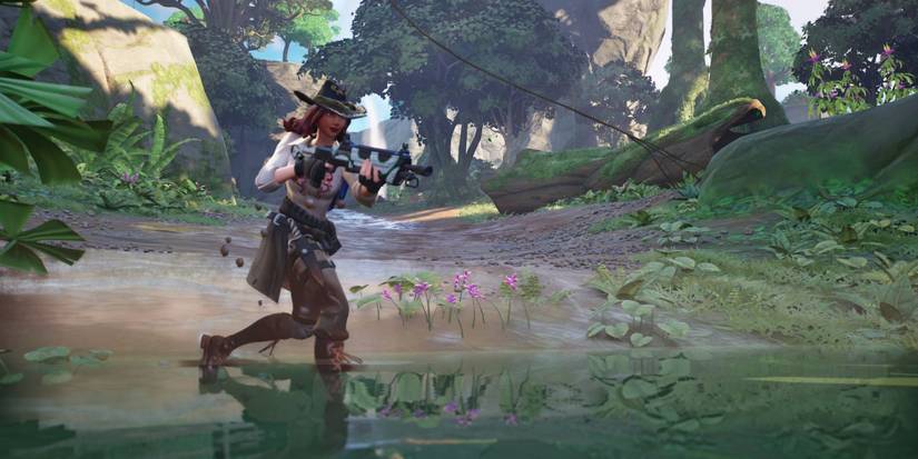 removing mud on a character by stepping on water