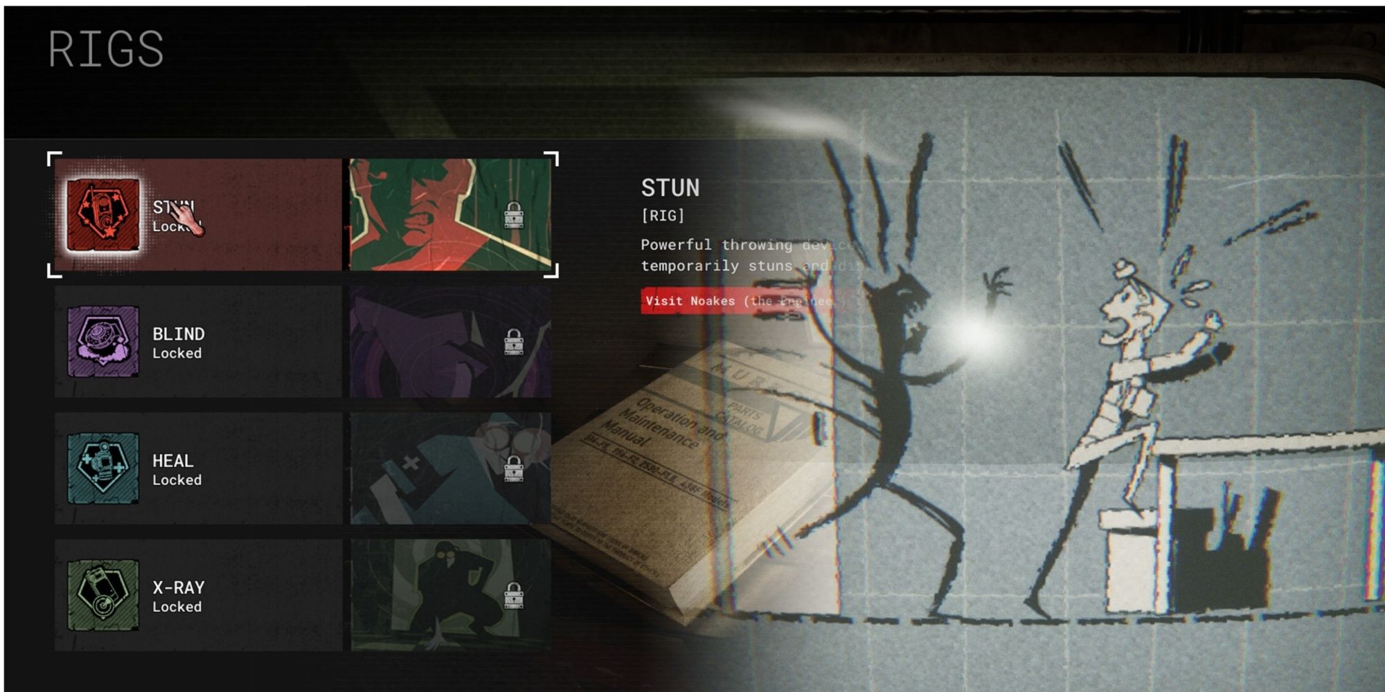 RIGS menu in The Outlast Trials