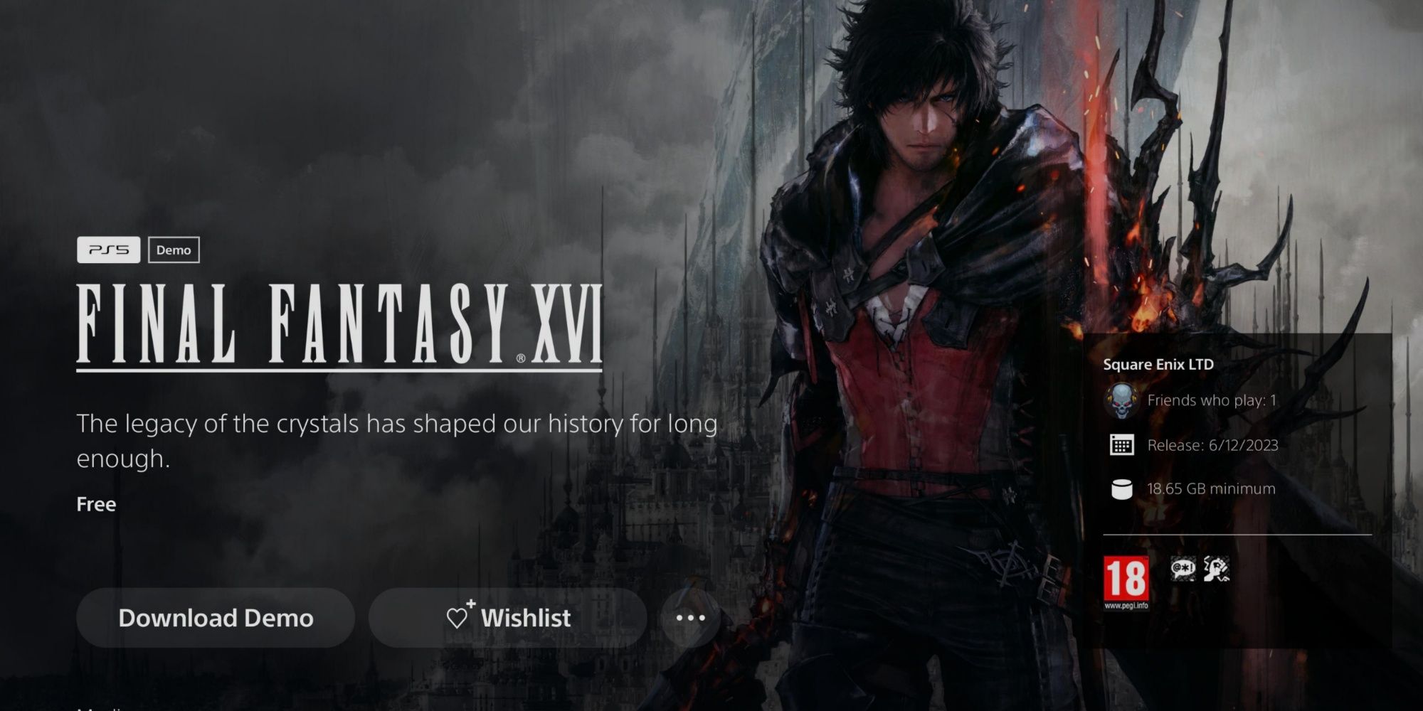 Final Fantasy 16 Demo PlayStation Store page
