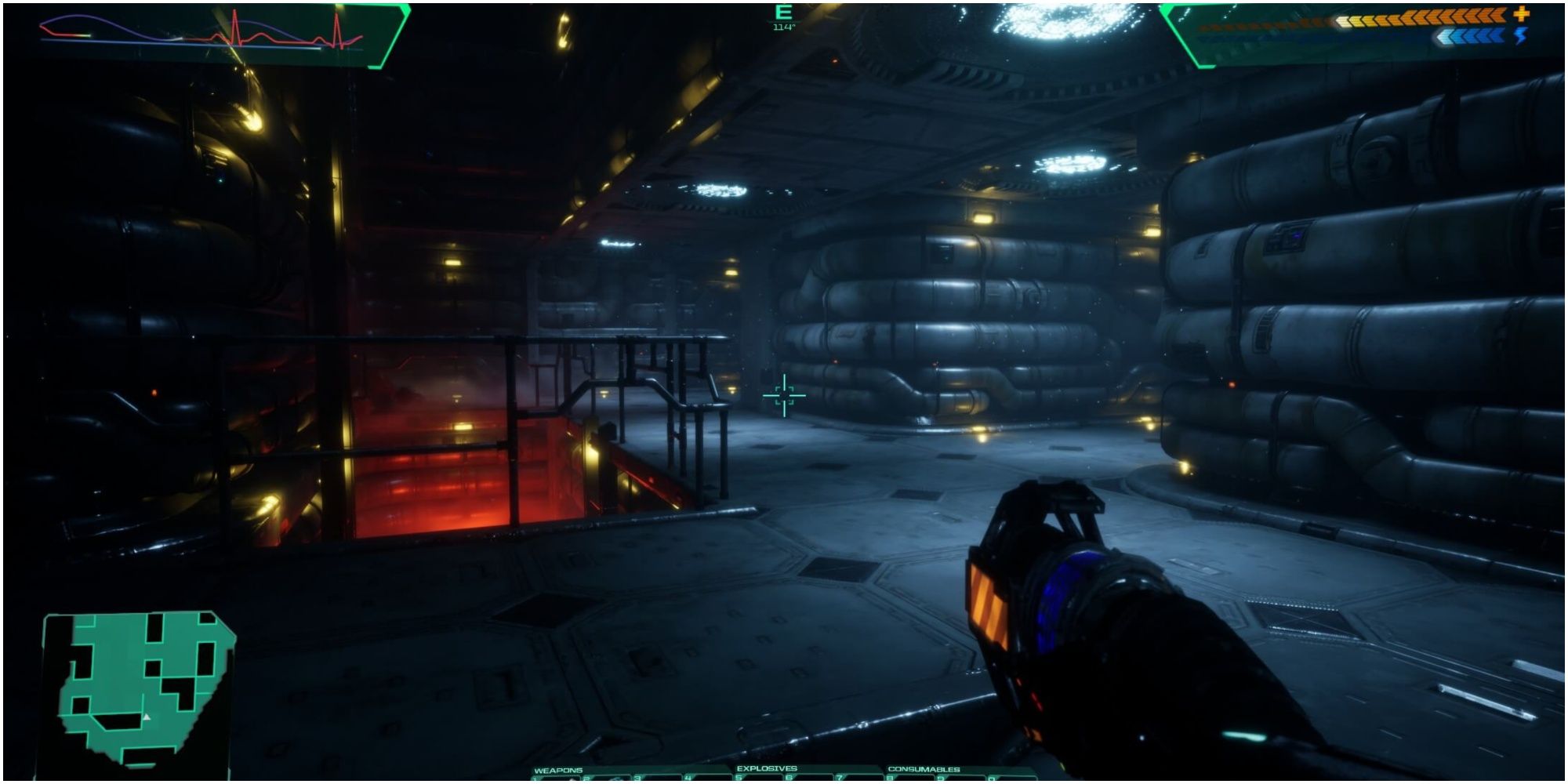 A screenshot of gameplay of System Shock Remake