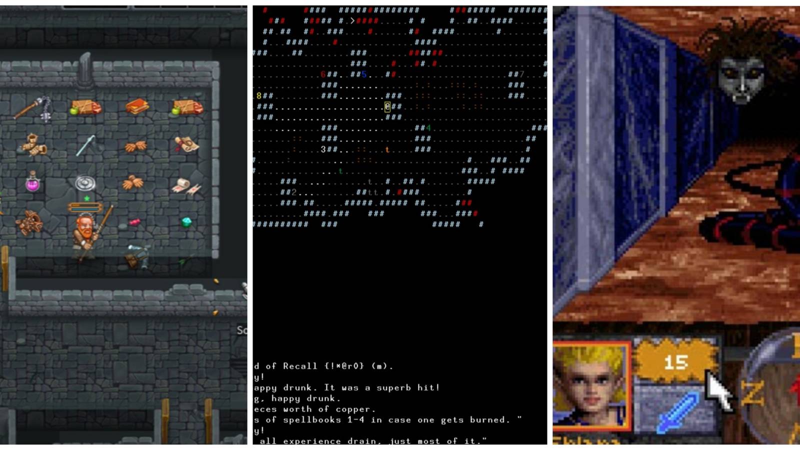 ADOM, Angband, Dungeon Hack