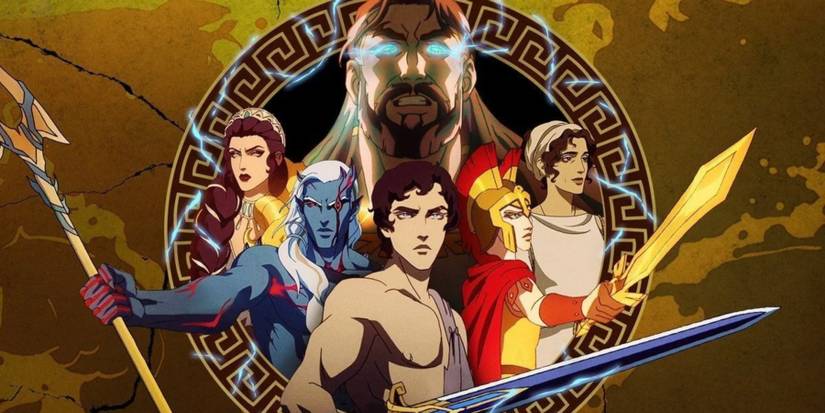 Heron Surrounded By the Main Characters of Blood of Zeus