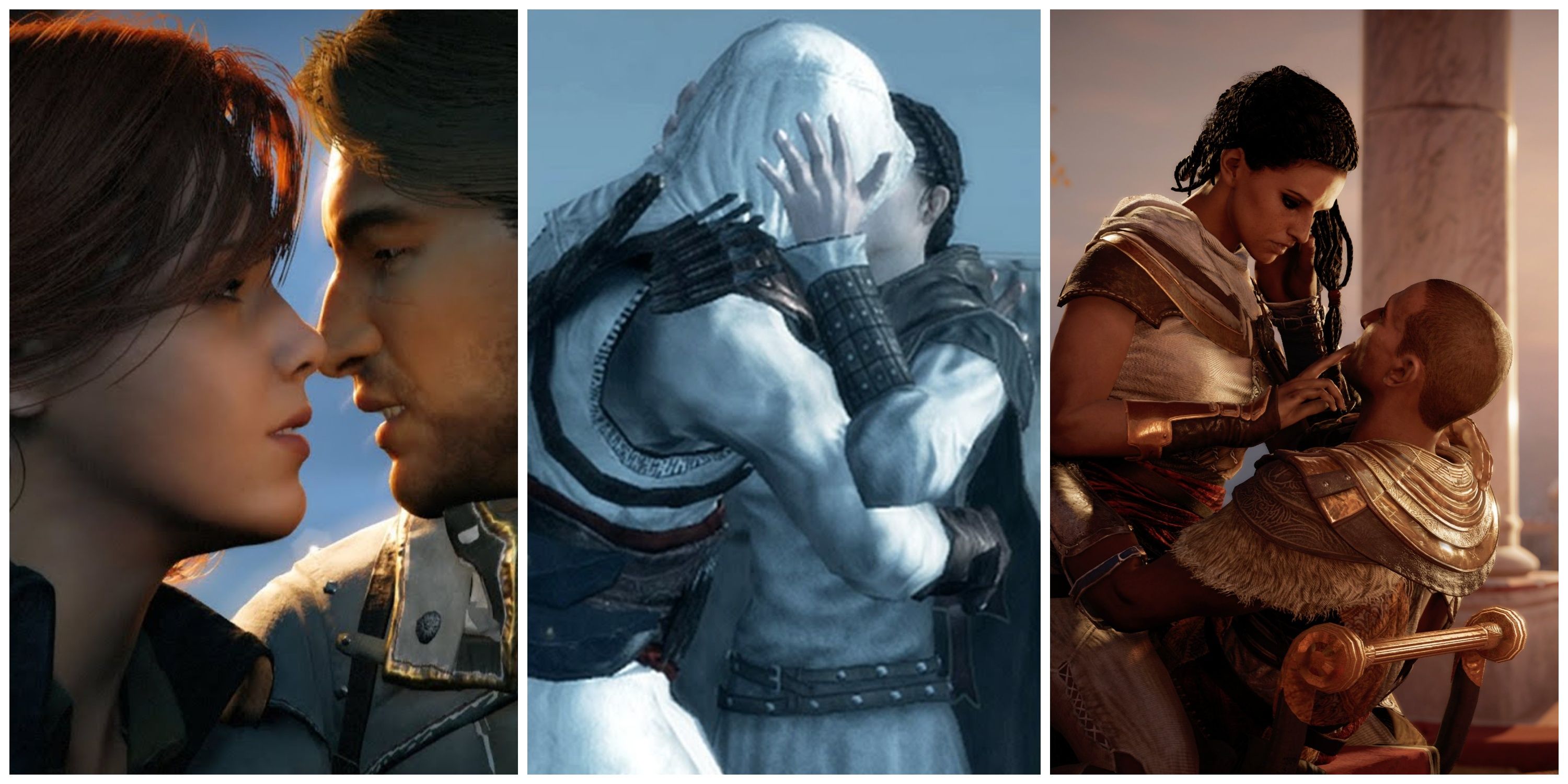 elsie and arno, altiar kissing marie, bayet and aya, assassins creed characters romance