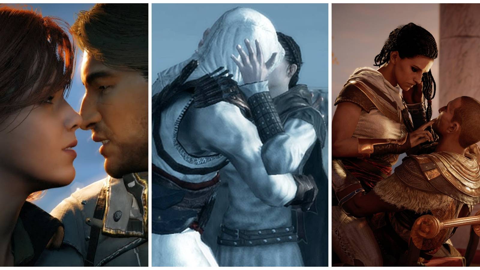 elsie and arno, altiar kissing marie, bayet and aya, assassins creed characters romance