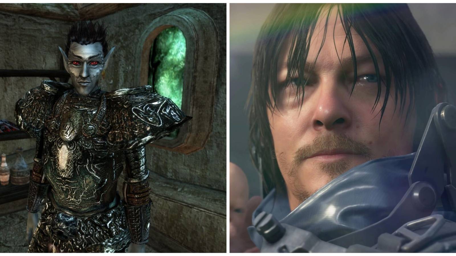 morrowind dark elf, sam porter bridges and lou from death stranding