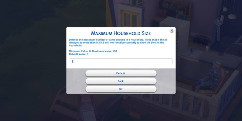 increasing the size of a household in the sims 4