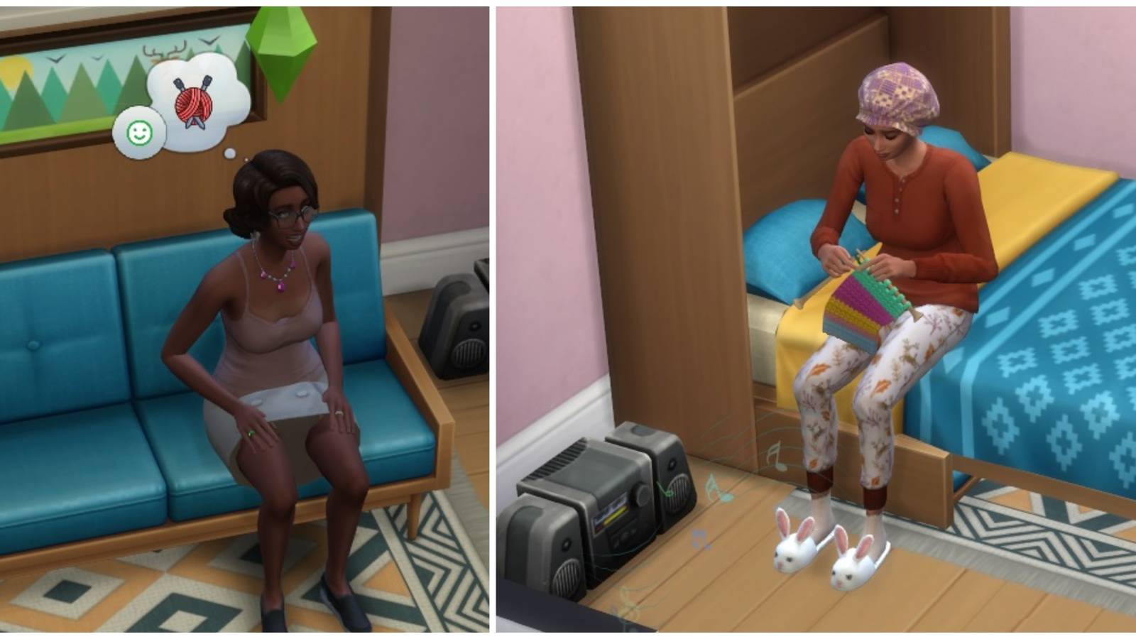 sims knitting at home