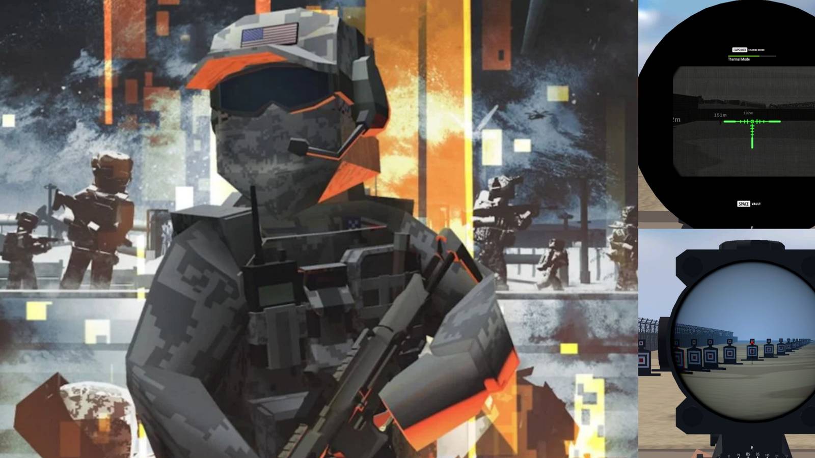 The title image for BattleBit Remastered alongside two scopes that can be used on Sniper Rifles