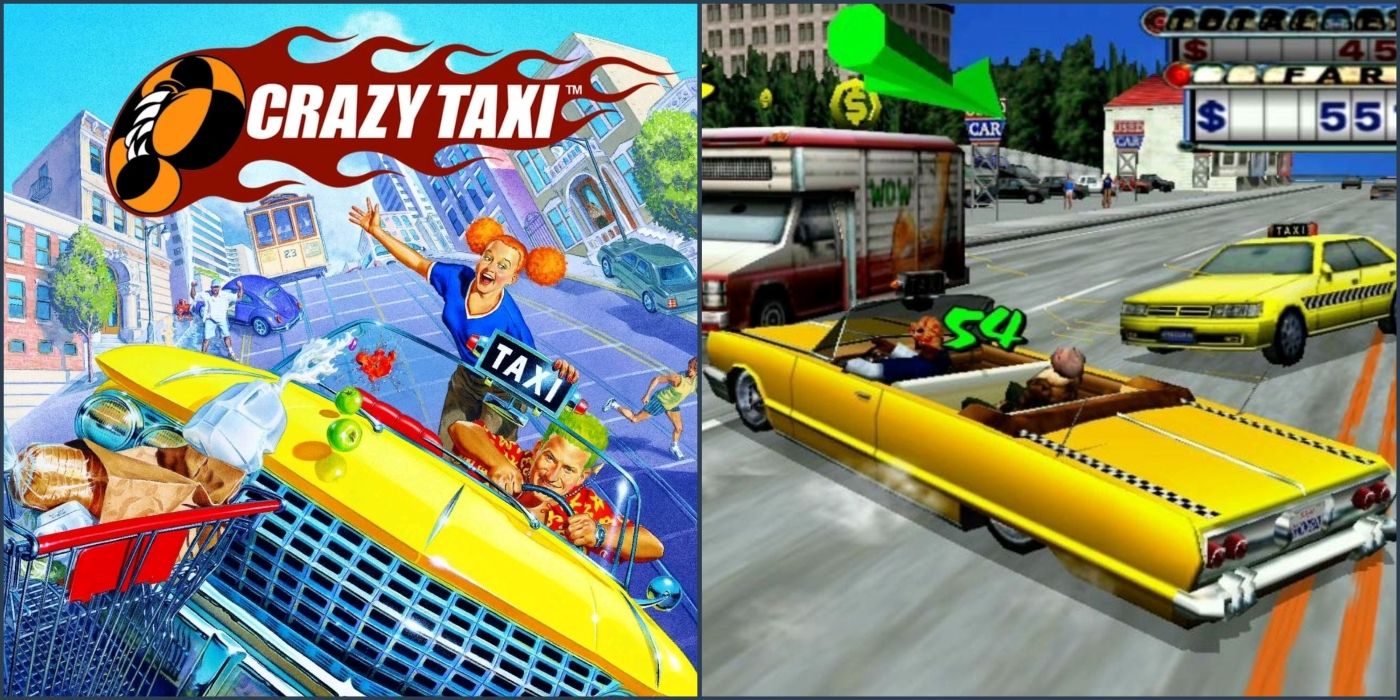 Crazy Taxi box art and gameplay side by side