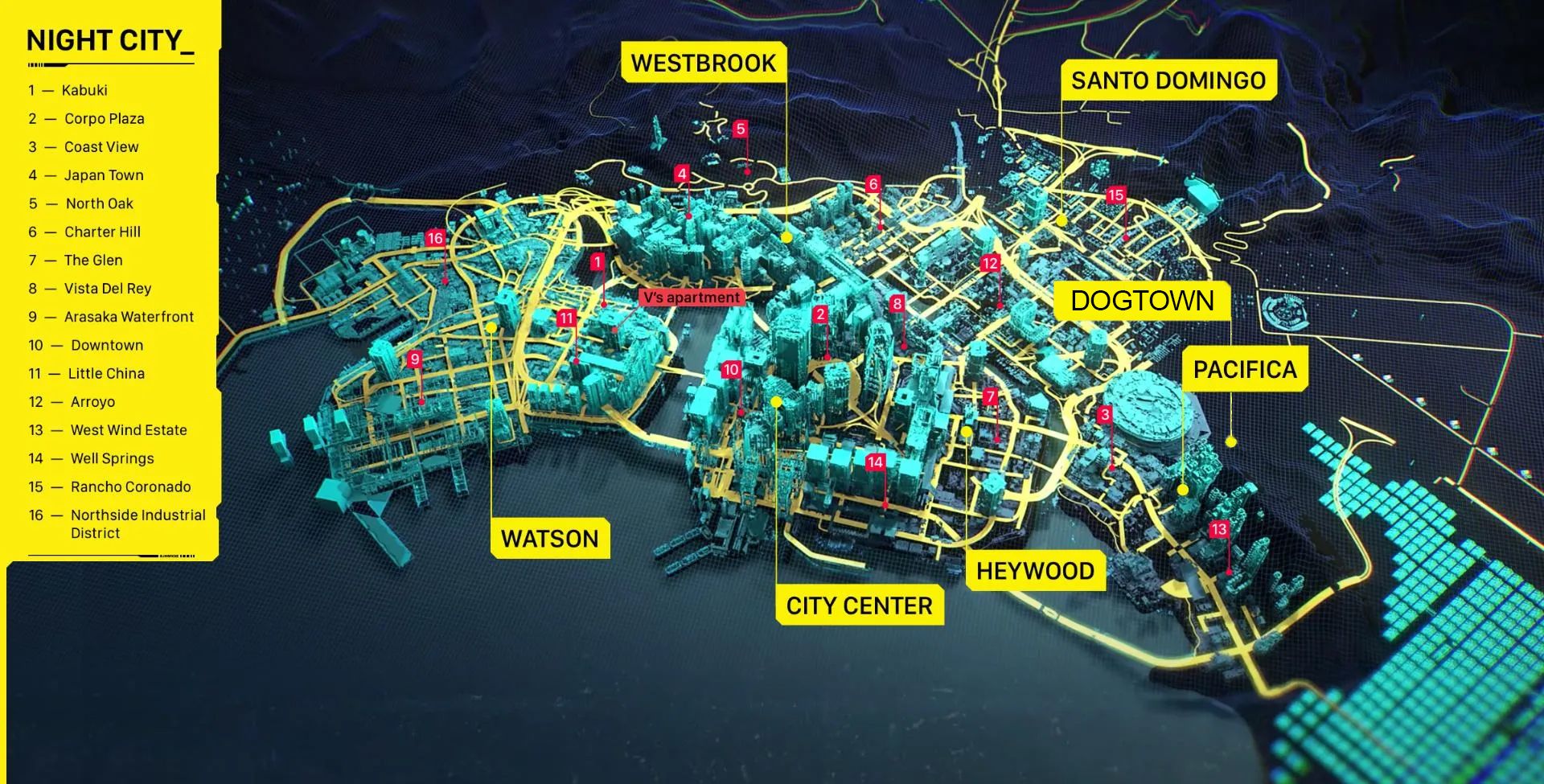 Cyberpunk 2077 Phantom Liberty custom map with Dogtown marker