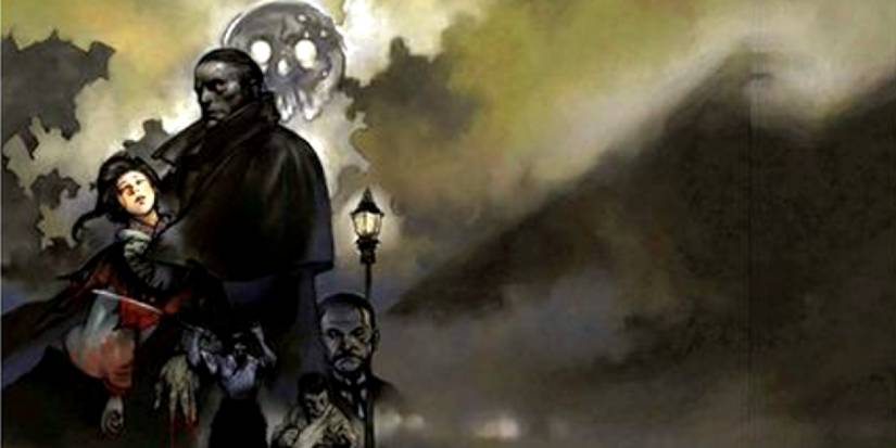 Cover art of the light novel showing rhe backdrop of a darkened sky, the titular Vampire and many ither characters.