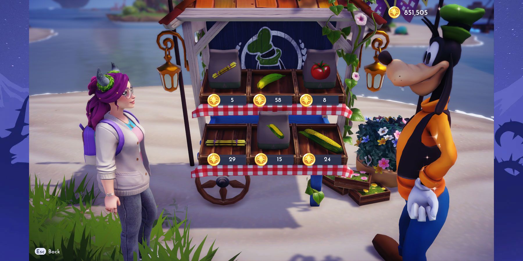 Goofy's Stall on Dazzle Beach in Dreamlight Valley.