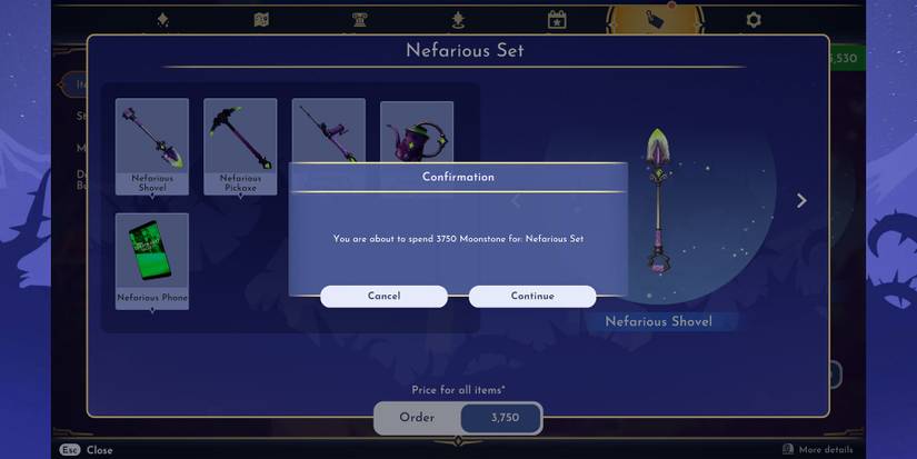 Purchasing an item bundle in Disney Dreamlight Valley.