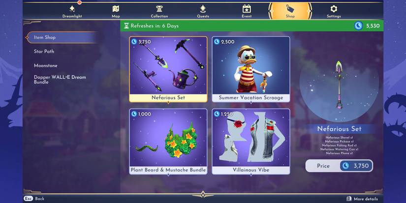 Disney Dreamlight Valley Item Shop items for June 14, 2023.