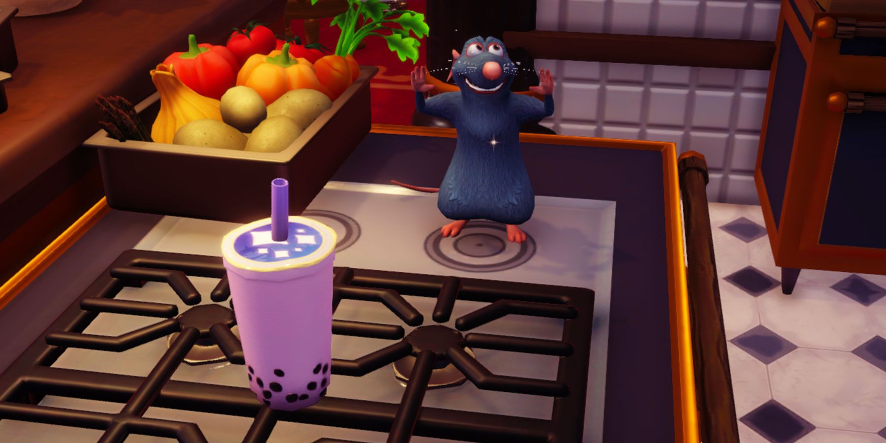 Raspberry Bubble Tea recipe in Disney Dreamlight Valley.