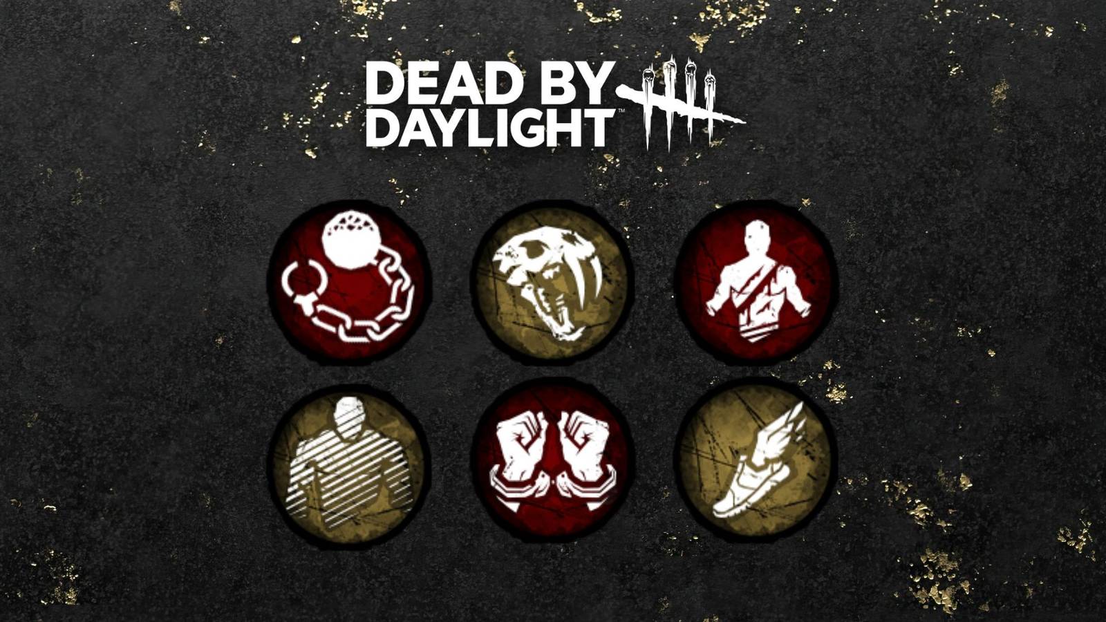 Various status effect icons from Dead by Daylight and the game's logo