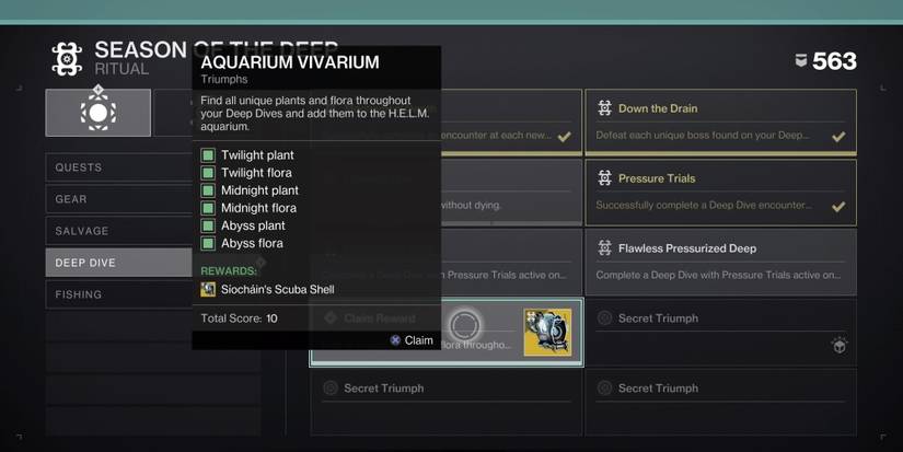 aquarium vivarium triumph completed in Destiny 2