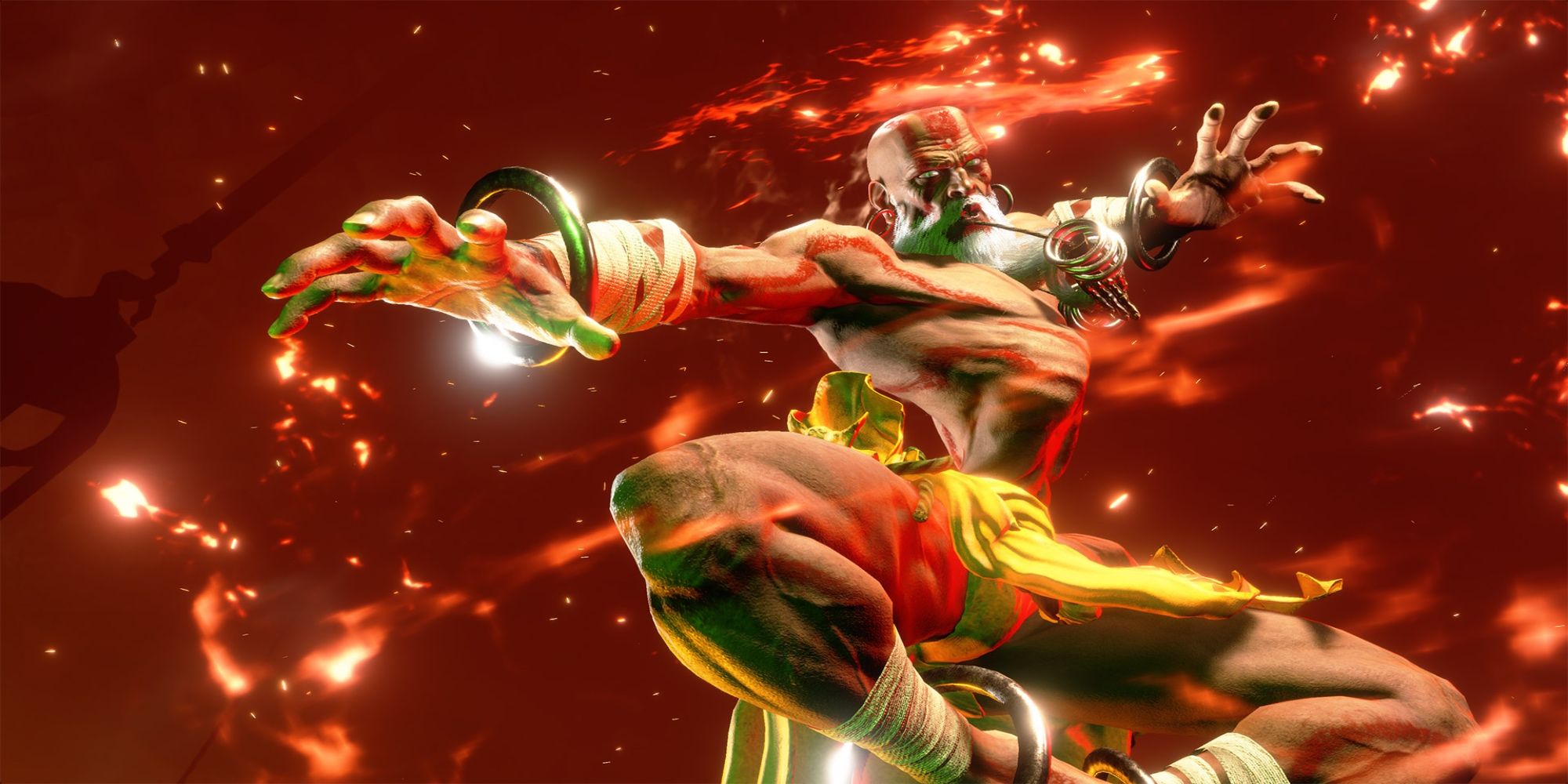 Dhalsim uses Yoga Fire to fry his enemies