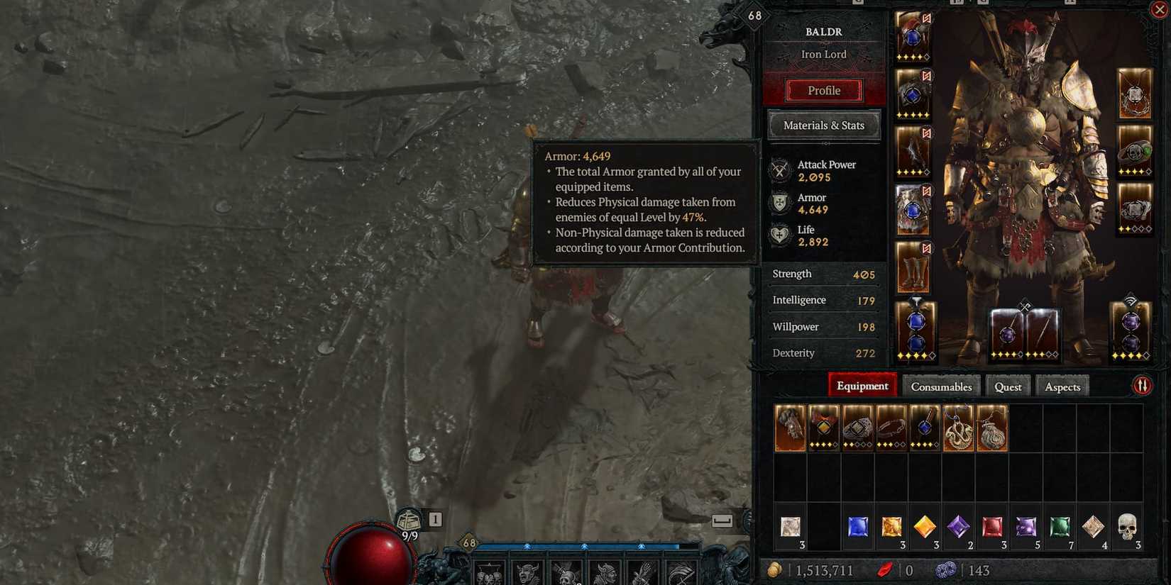 Armor tooltip shown in Diablo 4