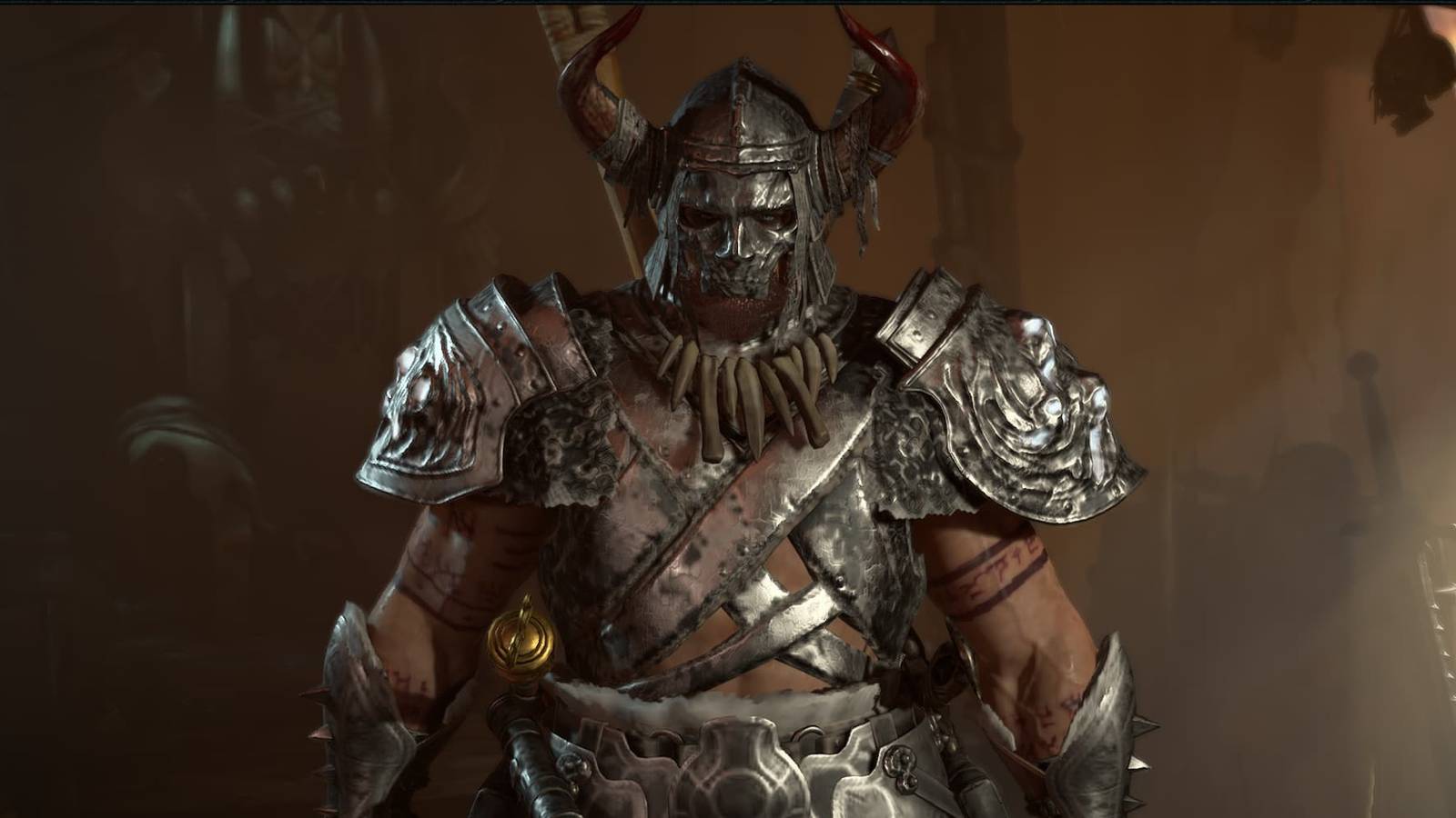 An armored Barbarian in Diablo 4