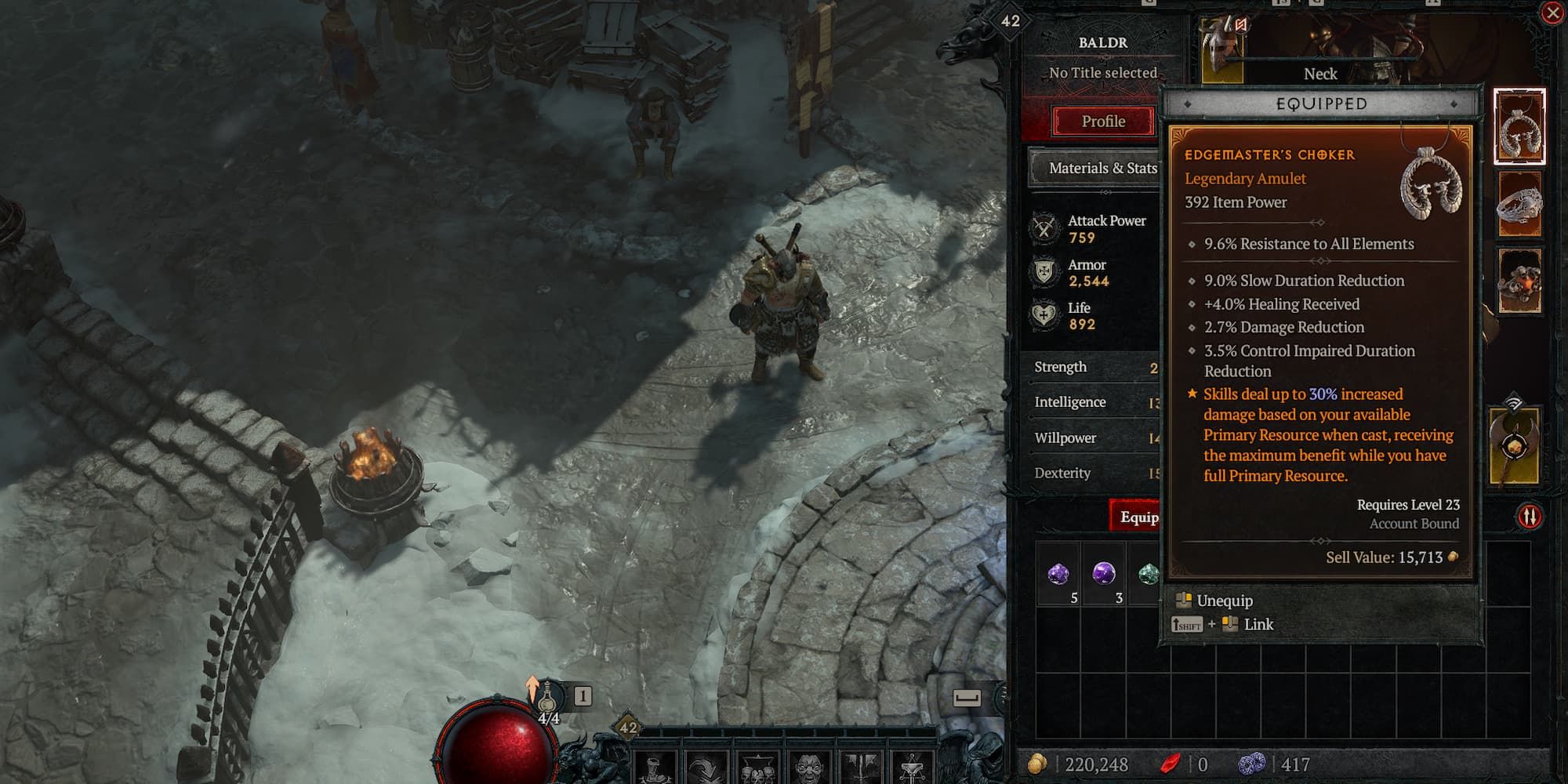 Edgemaster's Aspect for a Barbarian Hammer of the Ancients build in Diablo 4