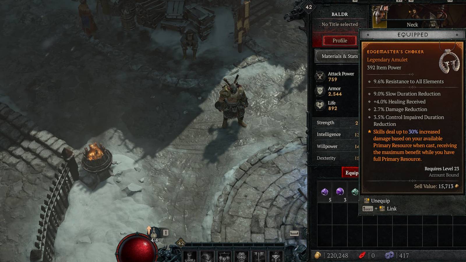 Edgemaster's Aspect for a Barbarian Hammer of the Ancients build in Diablo 4