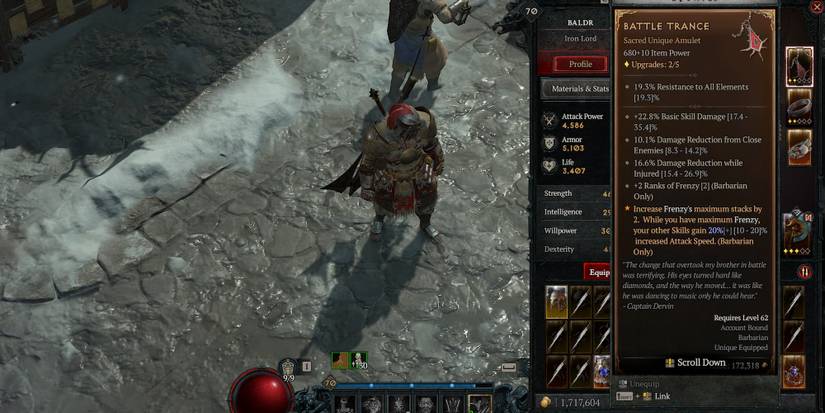 Battle Trance amulet in Diablo 4