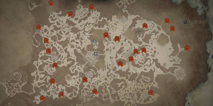 Diablo 4 Fractured Peaks Map Dungeon Locations