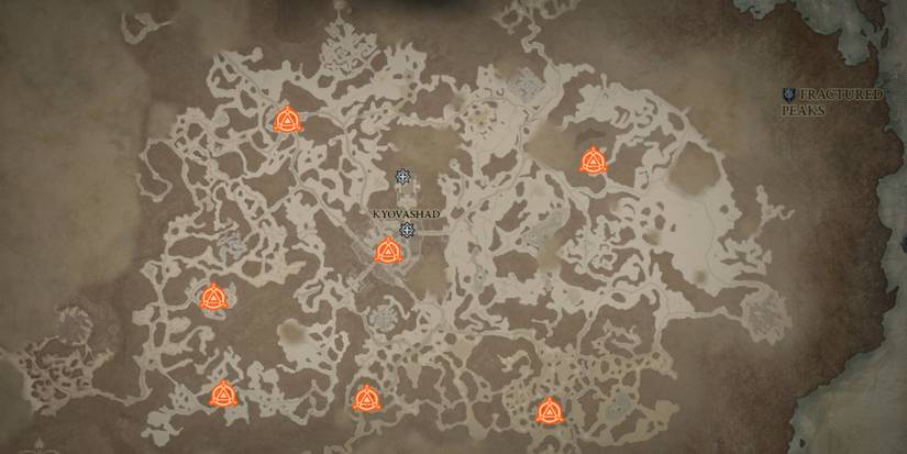 Diablo 4 Fractured Peaks Map Waypoint Locations