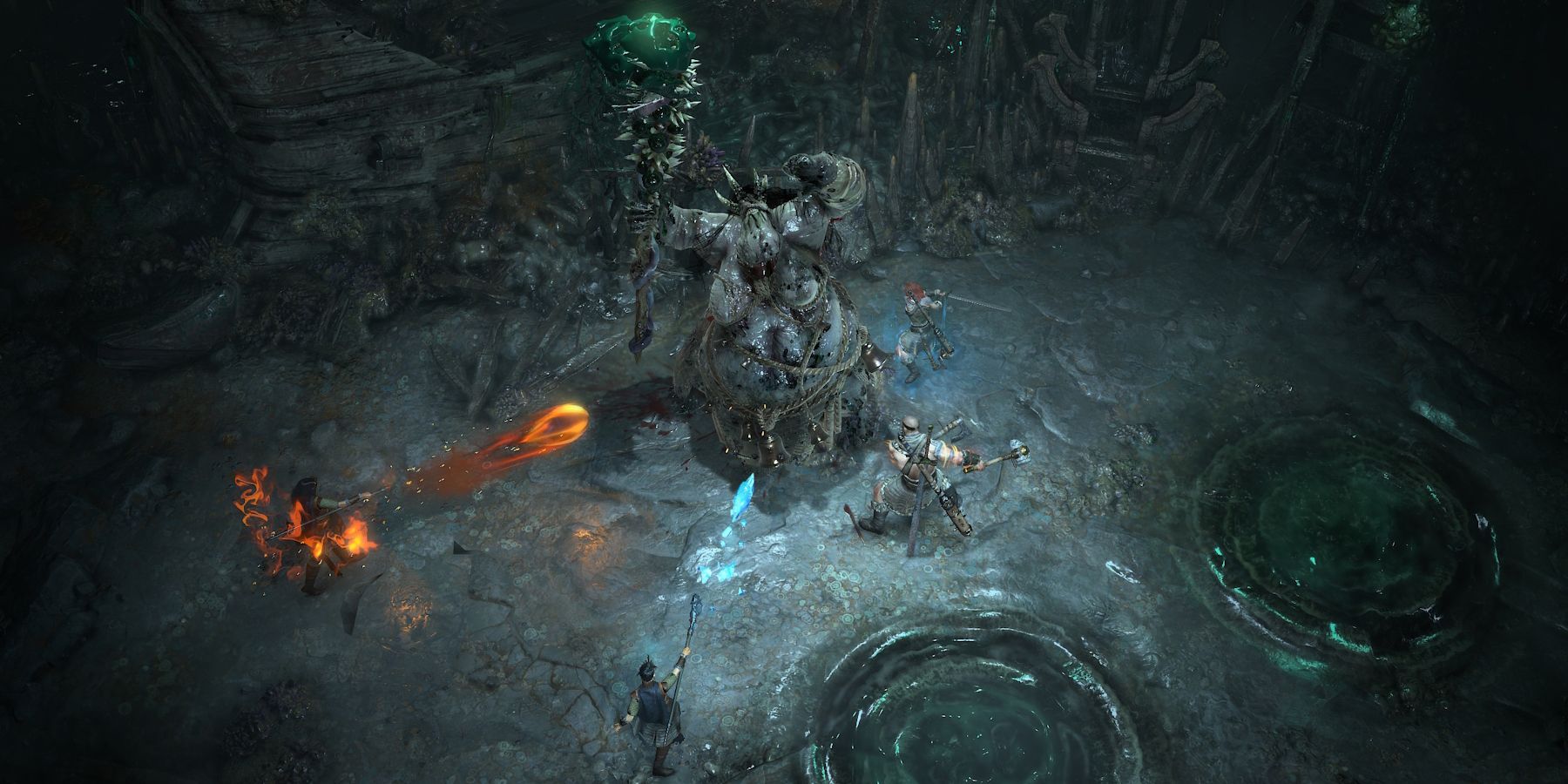 Screenshot of a battle in Diablo 4