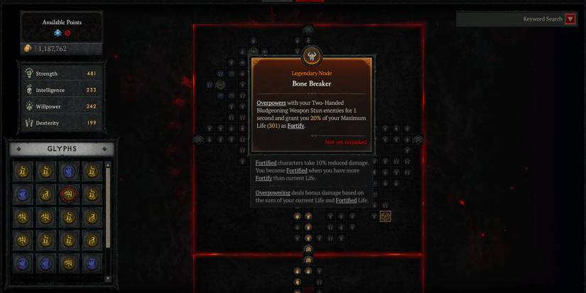 A freshly-attached Paragon Board in Diablo 4