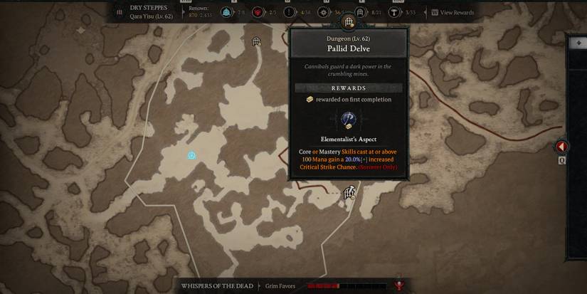 The Pallid Delve dungeon location in Diablo 4