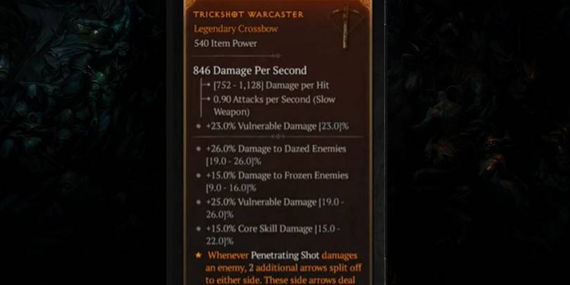 Diablo 4 Ranged Weapons Trickshot Warcaster