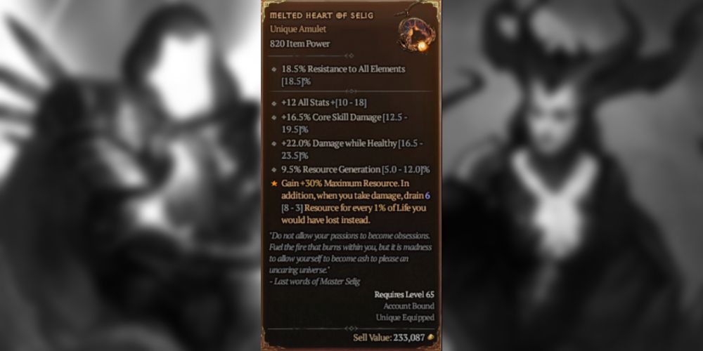 Diablo 4 Rarest Items Melted Heart of Selig Unique
