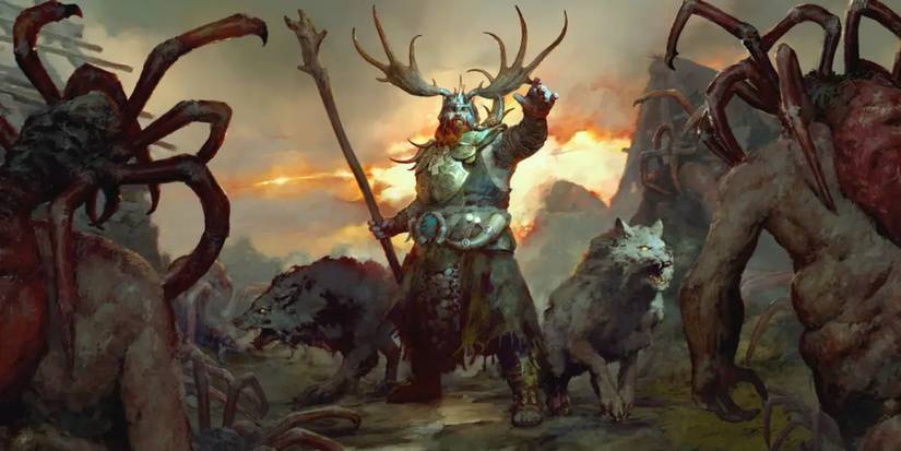diablo 4 druid with wolves concept