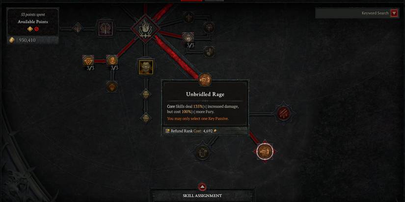 The Barbarian's Unbridled Rage passive in Diablo 4